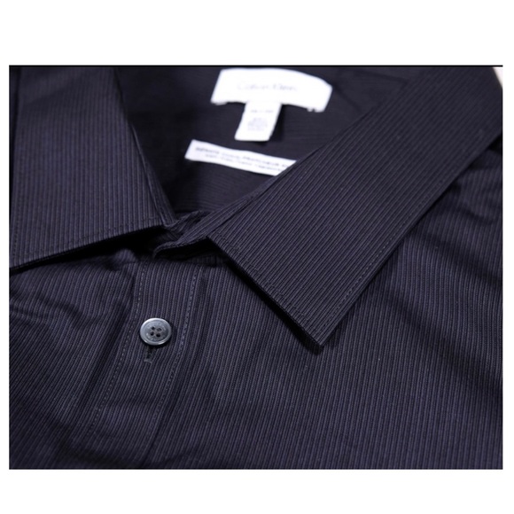 CK Men Classic Fit Non-Iron Ministripe Black Shirt - Picture 5 of 7